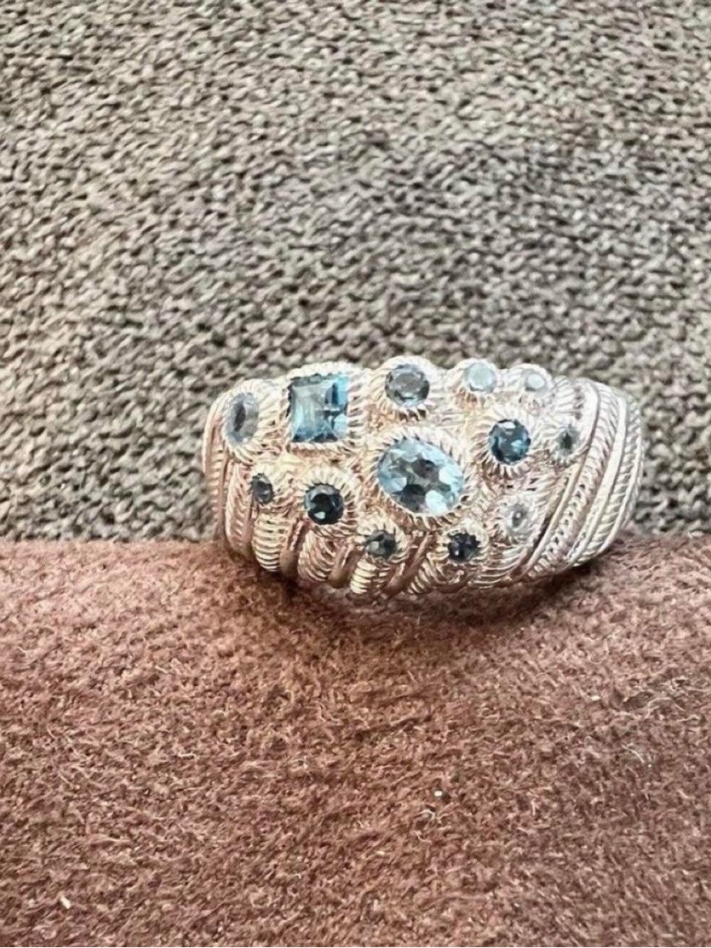 Judith Ripka Sterling Silver 925 Multi-blue topaz ring